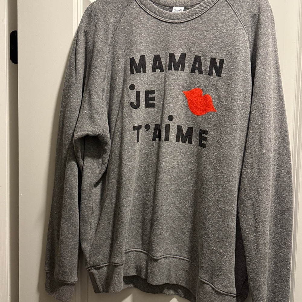 Clare V Gray Sweatshirt with Red Graphic
